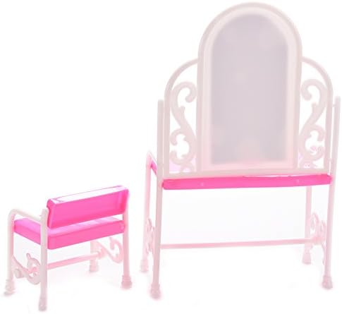 BESTIM INCUK Dollhouse Furniture Dressing Table and Chair for Barbies Dolls Bedroom Furniture