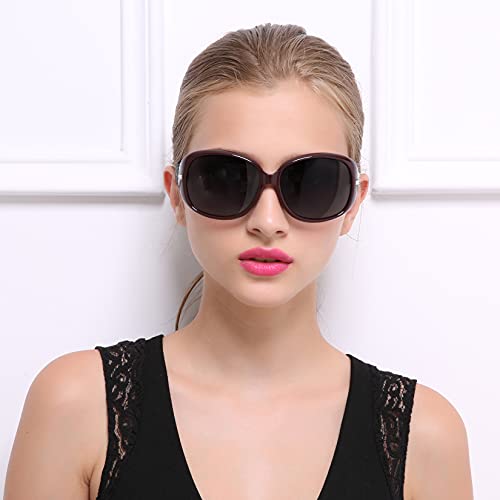 Womens Sunglasses Polarized Uv Protection, Oversized Square Sunglasses For Women, Trendy Big Large Win Red Sun Glasses Woman, Ladies Jackie Rhinestone Sunnies Shades Dark Lens Driving Vacation #TOP2