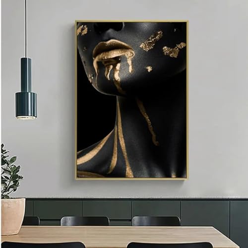 Tableau moderne noir doré impression sur toile de qualité supérieure