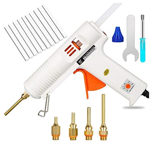 150 Watts Hot Glue Gun with 4 Copper Nozzles Temperature Adjustable Craft Repair Tool Professional Melting Glue Gun DIY Thermo Tool Include 10Pcs Highly Viscous Glue Sticks Luxury Set