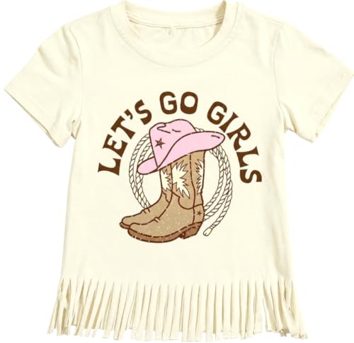 Image of Girls Western Shirt Toddler Tassels Cowgirl T-Shirt Im The Problem Country Concert Shirts Summer Short Sleeve Top