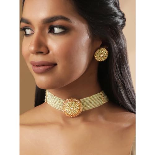 Image of Rubans Choker Necklace Set Kundan Traditional Stylish Jewellery Gift for Women & Girls