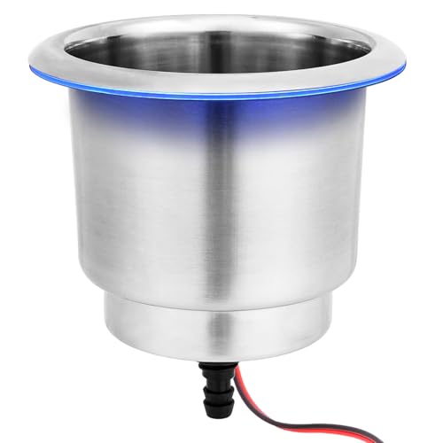 Young Marine Stainless Steel Cup Holder with Light and Drain for Boat, RV, Camper (Stainless Steel) - image 2