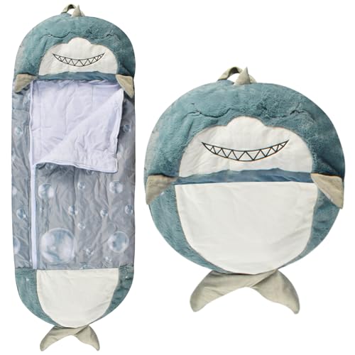 Hai Schlafsack Kinder, Flauschiger Schlafsack, kinderschlafsack 2 in 1, Zusammenfaltbarer