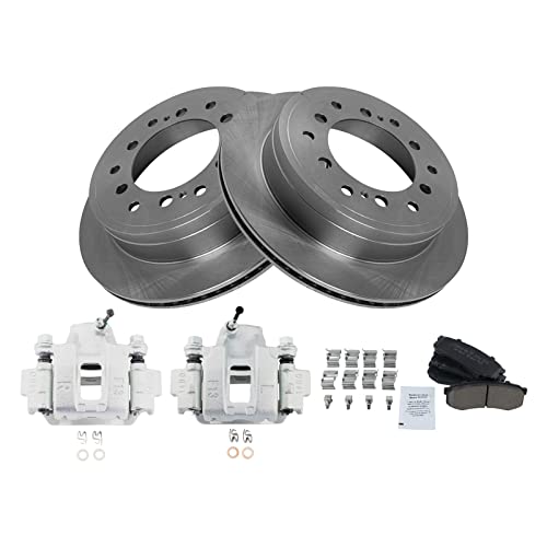 Image of TRQ Rear Brake Pad and Rotor Set Ceramic Vented Rotors Calipers