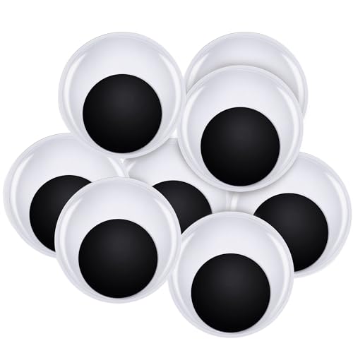 TOAOB 8pcs 80mm Wiggle Eyes Large Round Wiggle Googly Eyes Plastic Doll Eyes Googly Eyes for DIY Crafts, White/Black, 80 mm