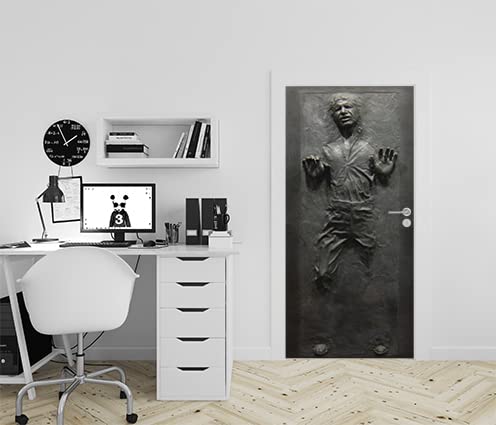COPPIA Stickers Autocollant Poster de Porte Adhésif Han Solo emprisonné Geek Décoration Chambre Bureau Salon Couloir Fabrication française, 73 x 205 cm