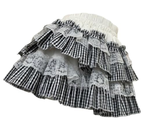 Y2K Lolita Skirts Jirai Kei Lace Cake Skirt with Rivets Kawaii Style Layered Short Miniskirt Cutecore