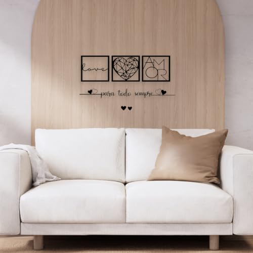 Kit 3 Quadrinhos Placas Decorativa Em Mdf + Letreiro Para Todo Sempre Em Mdf Pintado Preto