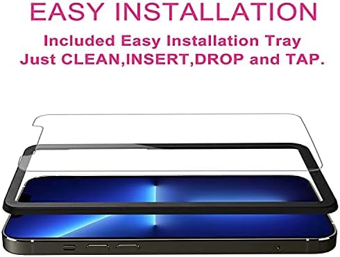iAnder [ 3-PACK Screen Protector Compatible with iPhone 13 Pro Max [ Easy Installation Frame ] HD Tempered Glass Screen Protector Compatible with iPhone 14 Plus, Anti Scratch, Case Friendly