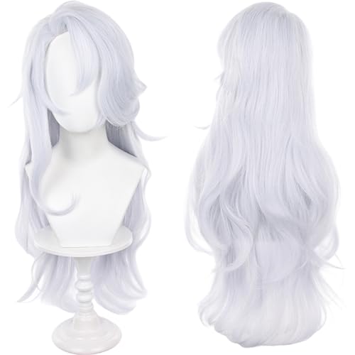 maysuwell Anime Silver White Female Cosplay Wig Long Wavy Hair for Women COS 5t5,White Cat,The Strongest Sorcerer Role Halloween,Christmas,Party