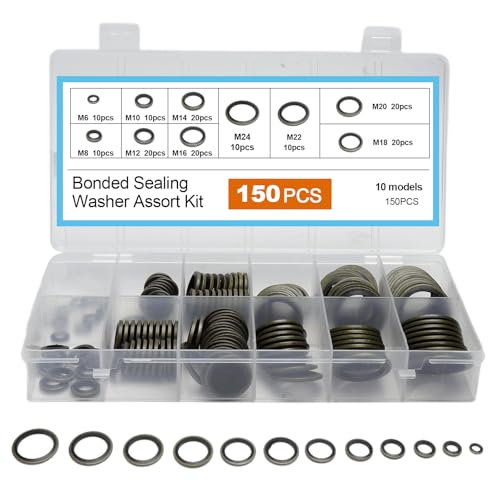 150 pcs arandela carter aceite: surtido de anillos de sellado y juntas tóricas con arandelas de goma y cobre para tapón de drenaje de aceite para reparación de automóviles y sistemas hidráulico