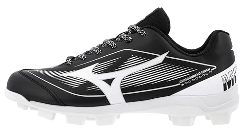 Mizuno Womens Cushionrevo Finch TPU Spike Softball Cleat, Black-White, US