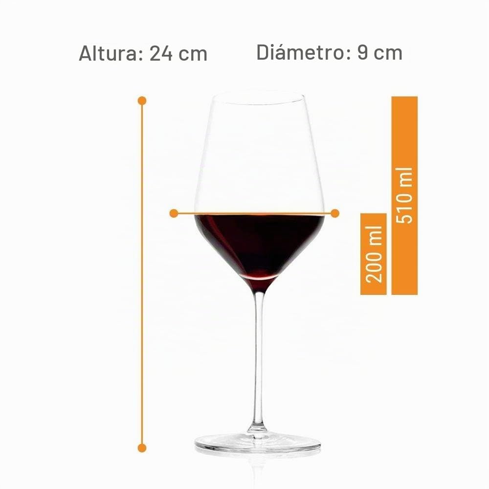 Stölzle Lausitz Vaso de vino tinto STARlight 510ml I Set de 6 vasos de vino tinto aptos para el lavavajillas I Set de vasos de vino tinto inastillables I vasos de vino altamente funcionales