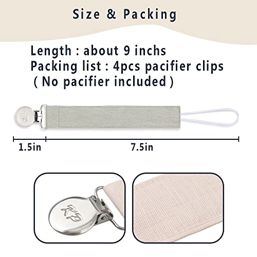 Pacifier Clip For Boys And Girls, 4 Pack Pacifier Holder Fabric Leash Binky Holder With Clip Unisex Baby Shower Birthday Christmas Gift #TOP2