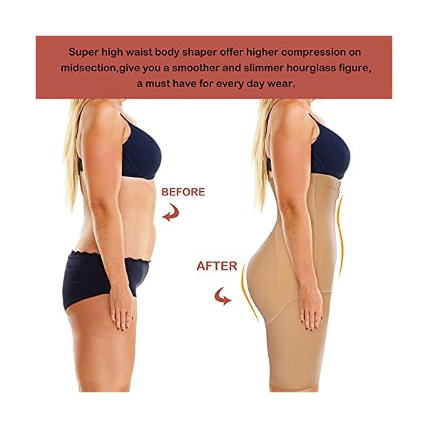 Nebility-Women-Waist-Trainer-Shapewear-Zipper-Hook-Body-Shaper-Shorts-High-Waist-Butt-Lifter-Comfort-Thigh-Slimmer Nebility Women Waist Trainer Shapewear Zipper & Hook Body Shaper Shorts High Waist Butt Lifter Comfort Thigh Slimmer (XL, Beige)