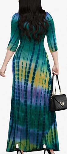 Image of Women's Church Maxi Wrap V Neck 3 /4 Sleeve Tie Waist Plus Size Long Dress | Flattering wrap V-neck design enhances curves. High elastic tie waist accentuates the slimmest part, hides tummy.