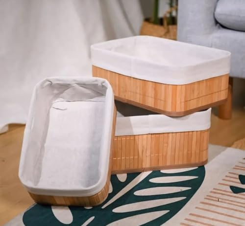 Busstier 3'lü Çok Amaçlı Bambu Organizer Seti, Çok Boyutlu Mutfak Banyo Ev Sepetleri, Büyük, Orta, Küçük Boy - Görsel 6