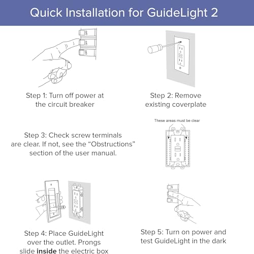 2 Pack - SnapPower GuideLight [For Duplex Outlets] - Replaces Plug-In Night Light - Electrical Receptacle Wall Plate With LED Night Lights - Auto On/Off Sensor - (Duplex, White) - Thumbnail 4