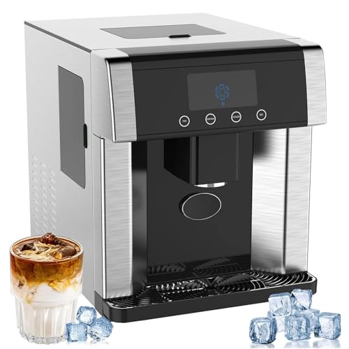 2-in-1 Ice Maker Machine, LCD Display Clear Ice Cube Maker, 3 Bullet Sizes, Dual Water Inlets, Perfect for Home Use, Fast Ice Production, Compact Ice Maker