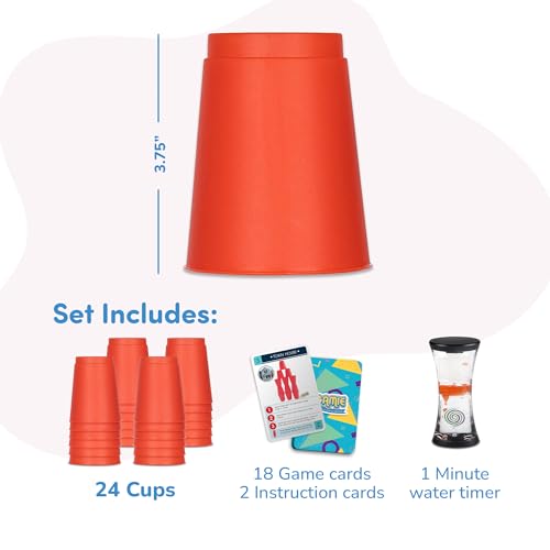 image for Gamie Speed Stacking Cups Game for Kids - Set Includes 24 Cups, 18 Fun