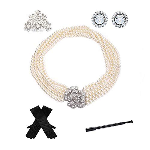Utopiat audrey style 5 piezas accesorios de joyería de perlas set de...