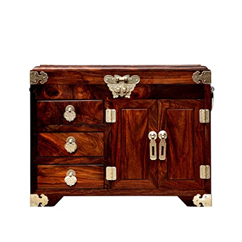 Boîte à bijoux en acajou grand modèle et boîte de rangement pour boucles