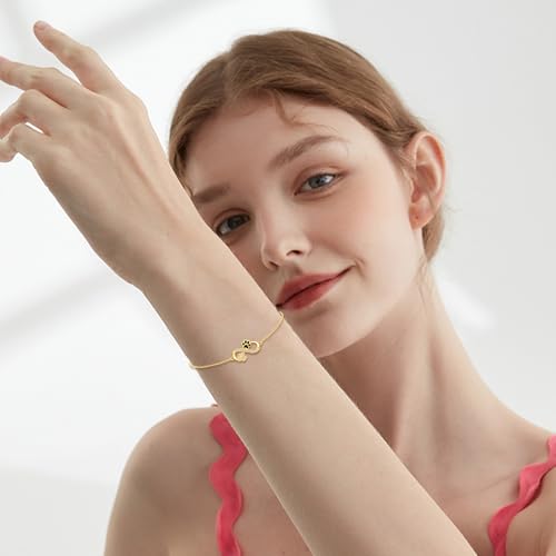 DOVRAN 14K Gold Paw Print Bracelet for Women Real Gold Infinity Bracelet Solid Gold Pet Cat Dog Jewelry Gifts for Her3