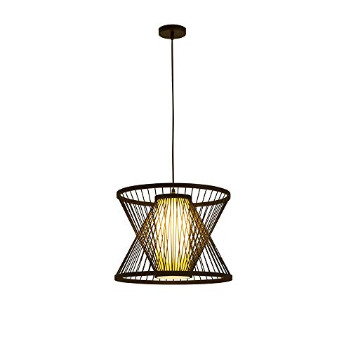 Plafonnier lustre en bambou tressé main pour villa et salon
