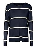 gestreifter Pullover VERO MODA Damen VMLINA LS Oversize Blouse Boo Sweatshirt, Total Eclipse, XS
