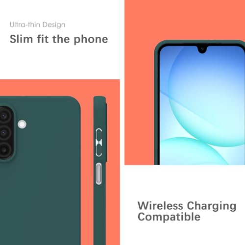 Image of YATWIN Silicone Case for Samsung Galaxy A17 4g /5g, Soft-Touch, Shockproof, DustProof, Antiskid Phone Cover for Samsung Galaxy A17 4g /5g - Dark Green