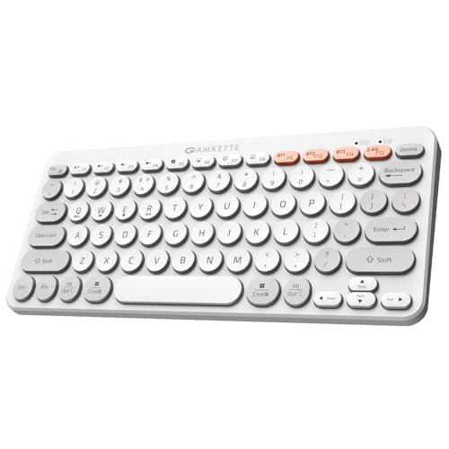 Image of (Refurbished) Amkette Optimus BT [New and Improved] Multi Device (4in1) Wireless Keyboard /Bluetooth Keyboard | One Click Device Switching and AI Access for Windows, MacOs, Android and iOS, Dual OS Layout (White)