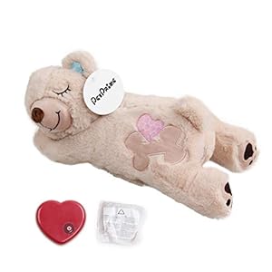 PETPRIME Dog Plush Toy Heart Beat Puppy Plush Bear Toy with Warmer Bag Pet Soft Anxiety Puppy Relief Toy for Puppy Dogs Heart Beat Stuffed Animal Puppy Sleeping Buddy Anxiety Dog Toy