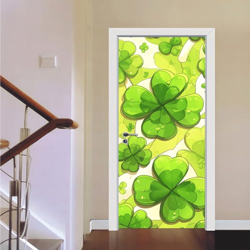 Vinilos Para Puertas 95X215Cm Plantas Verdes Vinilo Puerta 3D Pegatinas Para La Renovación De La Puerta Arte Mural Etiqueta Carteles Pegatinas De Pared Diy Decoraciones