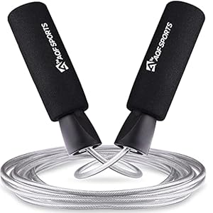 AQF Skipping Rope Speed Jump Rope Soft Foam Non-Slip Handle Tangle Free Adjustable Adult Fitness Training Cord Rapid Ball Bearing Workout & Exercise