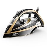 Tefal Ultimate Pure Steam Iron, 3100W, 280g/min Steam Boost, 350ml Water Tank, 3m Cord, Non-Stick Durilium Soleplate, Anti Scale, Anti-drip, Black and Gold FV9843G0