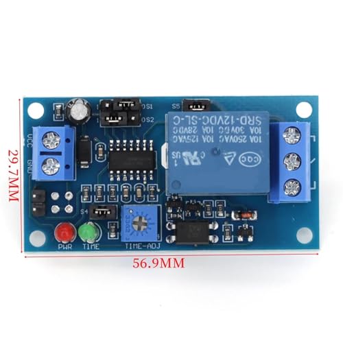 Module de relais temporisé DC 12V avec interrupteur à ouverture normale réglable - 6