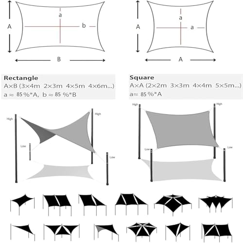 Toldo vela de sombra rectangular protección UV toldos exterior terraza jardín 1.4x2M 7
