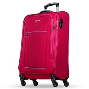 NOWI Sevilla Weichschalen Trolley L – Mittelgroßer Stoff Koffer 50L mit 4 Rollen & Zahlenschloss | Leichter Reisekoffer für Damen & Herren (Bordeaux-Blau, L)