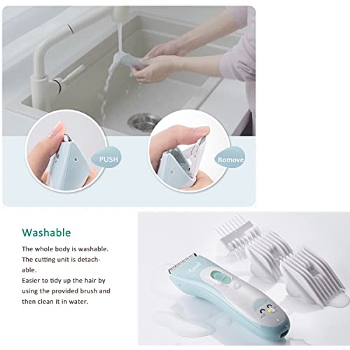 Image of Meetcare Baby Hair Clippers, Ceramic Blade Electric Kids Hair Trimmer, Ultra-quiet 2.0 Haircut, IPX7 Water-proof Haircut Kit for Kids Infants. Rechargeable, Cordless, Long Battery Life. (Light Blue)