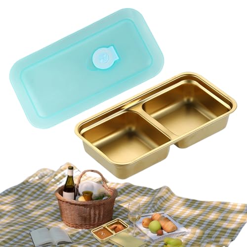 Envase Para Bocadillos De Acero Inoxidable,Envases De Acero Inoxidable Para Alimentos - Caja Hermética Con Tapa Para Uso Diario Frutos Secos Viajes Cortos Hogar Escuela Guardería Picnics