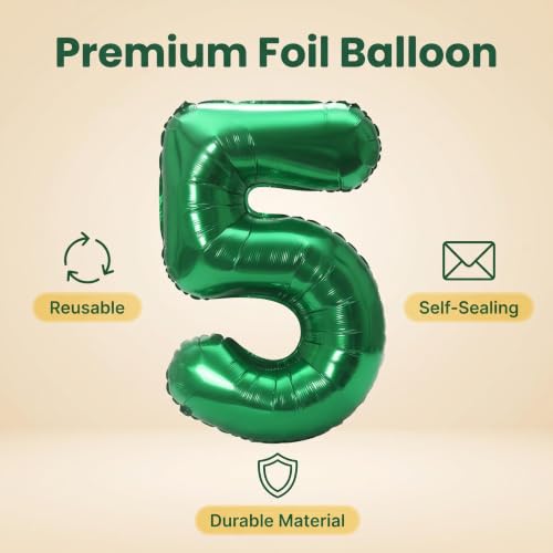 Image of YPSelected 32 Inch Large Foil Helium Number Balloon Birthday Wedding Party 0-9 (Green, 5)