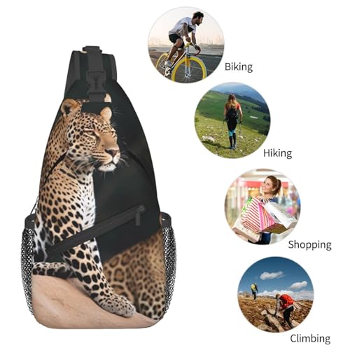 Bolso sling unisex negro tipo chest bag miniatura 5