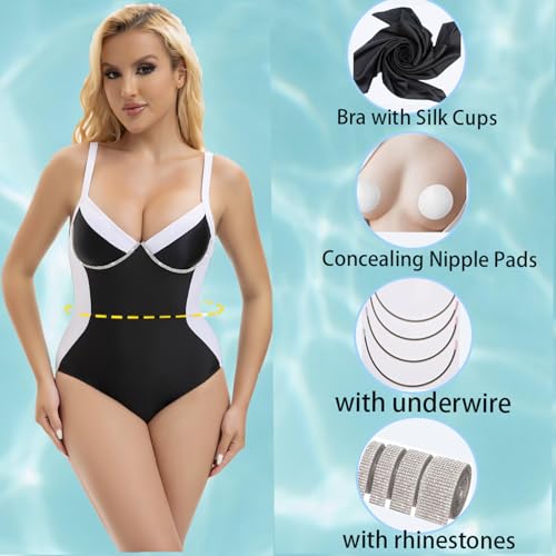 Womens Tummy Control One Piece Swimsuit Sexy Crisscross Back Bathing Suit2