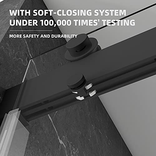 Fekewio Soft Close Double Sliding Shower Door, 56-60" X 76" Inch Frameless Walk-In Bathroom Shower Doors, Clear Tempered Glass 3/8" Bypass Shower Enclosure Ds13 #TOP4