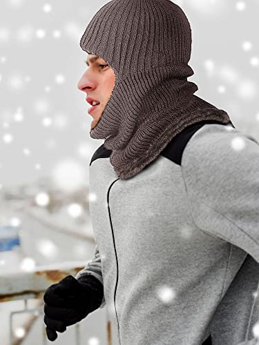 3 Pcs Winter Warm Knitted Balaclava Windproof Neck Warmer Hat Lined Ski Mask For Men Women Face Scarf Winter Outdoors Sports (Black, Gray, Coffee) #TOP5
