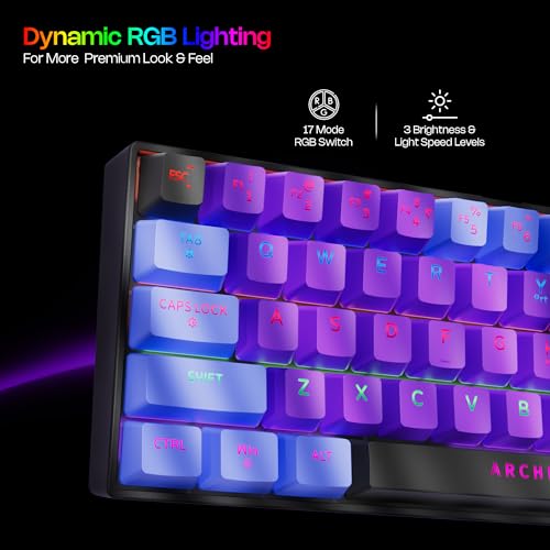 Image of Archer Tech Lab Wired Mechanical Gaming Keyboard| 60% Compact, 63 Keys+ 26 Anti-Ghosting, Blue Switches Tactile Feedback, 17 RGB Effects, 50 Million Clicks for Laptop Mac PS4 PS5 Xbox (Astra M400)