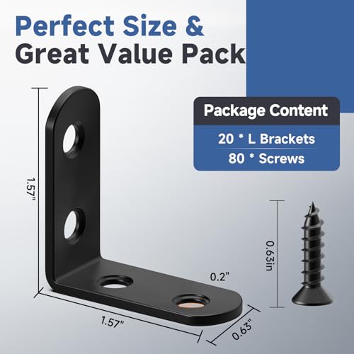 Image of 20PCS L Bracket Corner Brace Set, Stainless Steel Corner Bracket