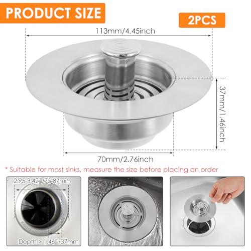 Colador para fregadero de cocina 3 en 1 de acero inoxidable 304 miniatura 3