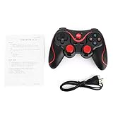  Sairis Lightweight T3 Wireless Bluetooth V3.0 Gamepad Dual Joystick analógico Controlador de Juegos Adecuado para tabletas con teléfonos Inteligentes Android (Negro y Rojo)